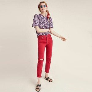 NWT Citizens of Humanity red high rise straight leg crop jeans